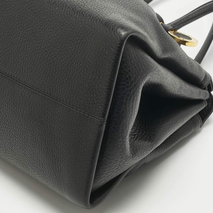 Pre Owned Bvlgari Black Leather Twist Tote