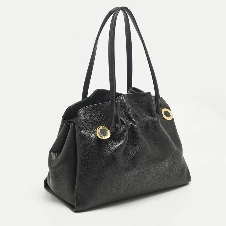 Pre Owned Bvlgari Black Leather Twist Tote