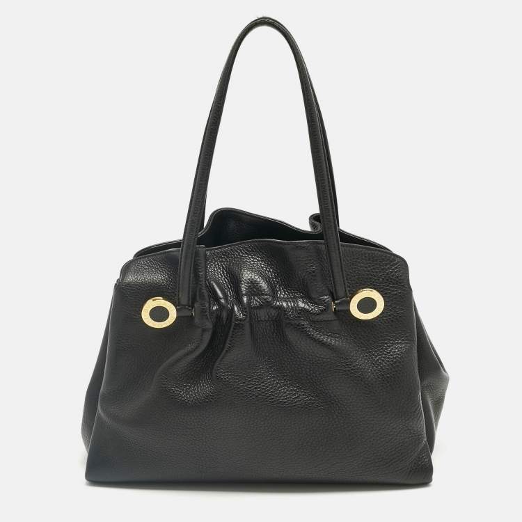 Pre Owned Bvlgari Black Leather Twist Tote