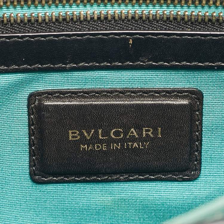 Pre Owned Bvlgari Black Leather Large Serpenti Forever Top Handle Bag