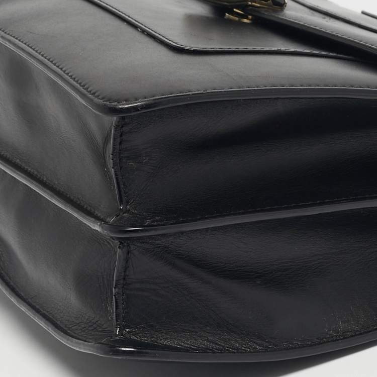 Pre Owned Bvlgari Black Leather Large Serpenti Forever Top Handle Bag