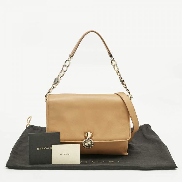 Pre Owned Bvlgari Tan Leather Monete Shoulder Bag
