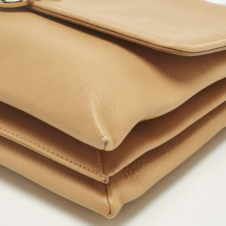 Pre Owned Bvlgari Tan Leather Monete Shoulder Bag