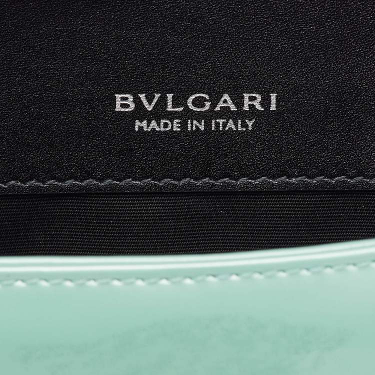 Pre Owned Bvlgari Turquoise Blue Patent Leather Small Serpenti Forever Flap Shoulder Bag