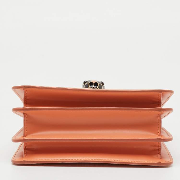 Pre Owned Bvlgari Light Orange Leather Serpenti Top Handle Bag