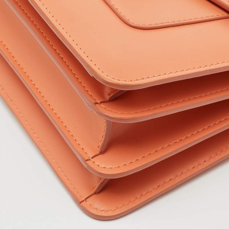 Pre Owned Bvlgari Light Orange Leather Serpenti Top Handle Bag