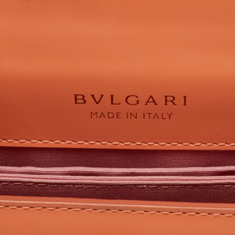 Pre Owned Bvlgari Light Orange Leather Serpenti Top Handle Bag