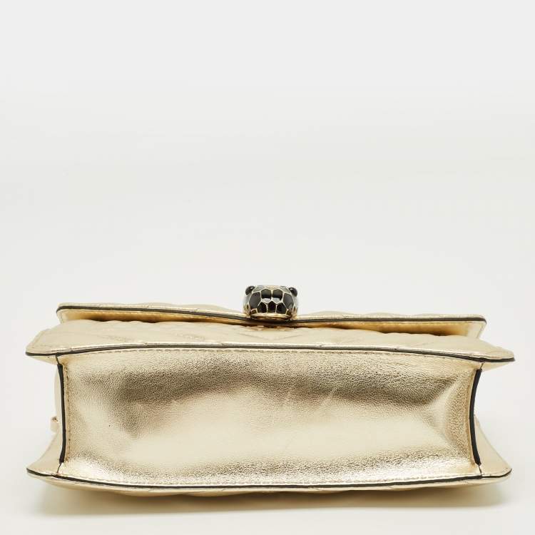 Pre Owned Bvlgari Gold Scaglie Leather Serpenti Forever Shoulder Bag