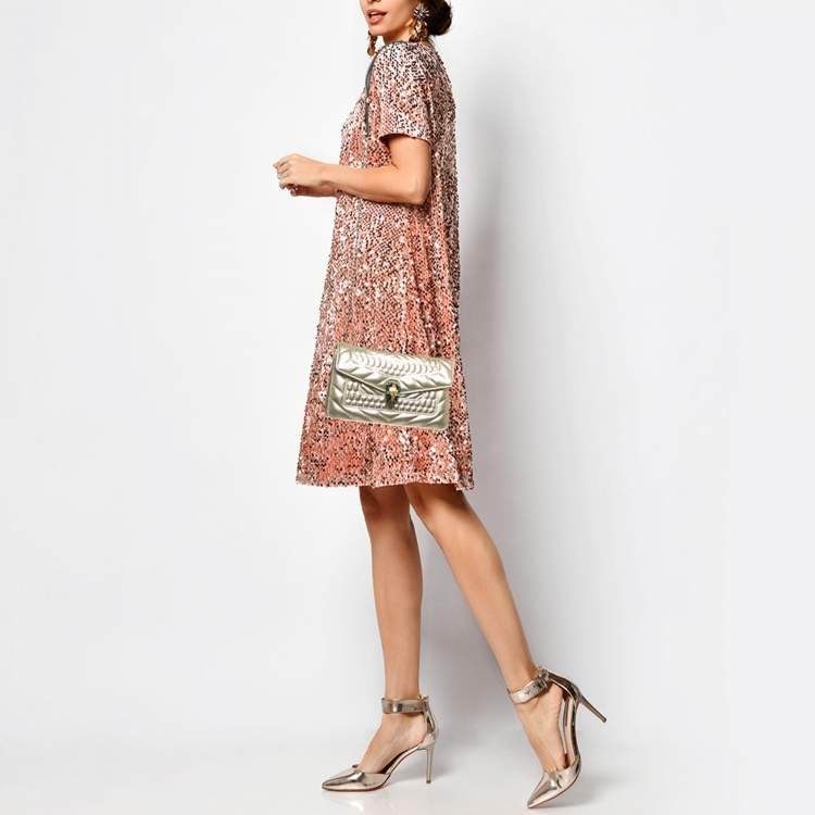 Pre Owned Bvlgari Gold Scaglie Leather Serpenti Forever Shoulder Bag