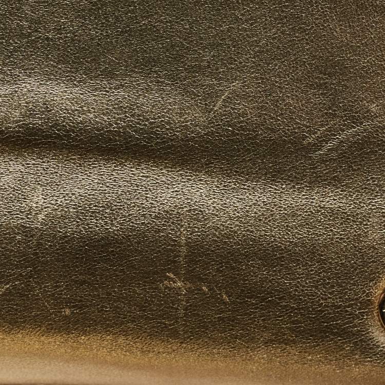 Pre Owned Bvlgari Gold Scaglie Leather Serpenti Forever Shoulder Bag