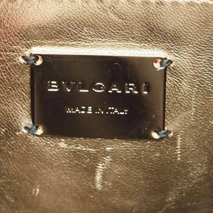 Pre Owned Bvlgari Gold Scaglie Leather Serpenti Forever Shoulder Bag