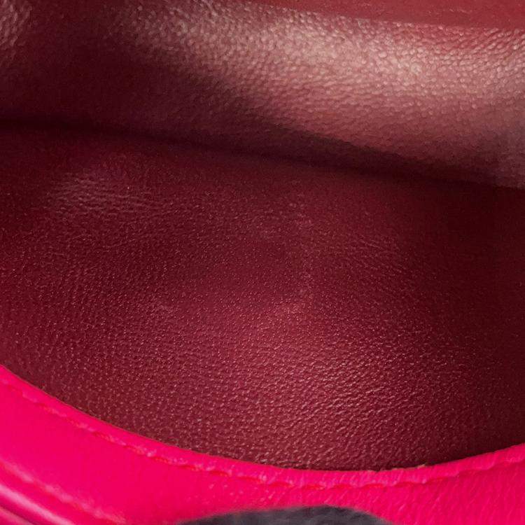 Pre Owned Bvlgari Serpenti Cabochon Shoulder Bag Pink Calf Leather Size Micro