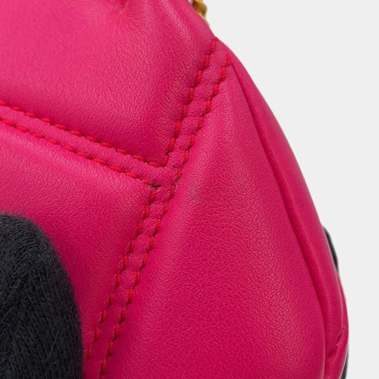 Pre Owned Bvlgari Serpenti Cabochon Shoulder Bag Pink Calf Leather Size Micro