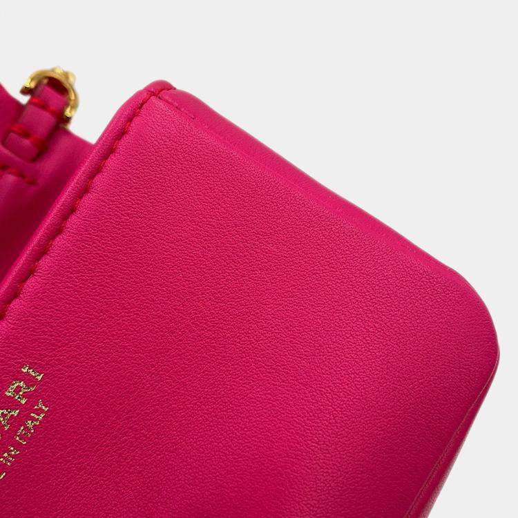 Pre Owned Bvlgari Serpenti Cabochon Shoulder Bag Pink Calf Leather Size Micro