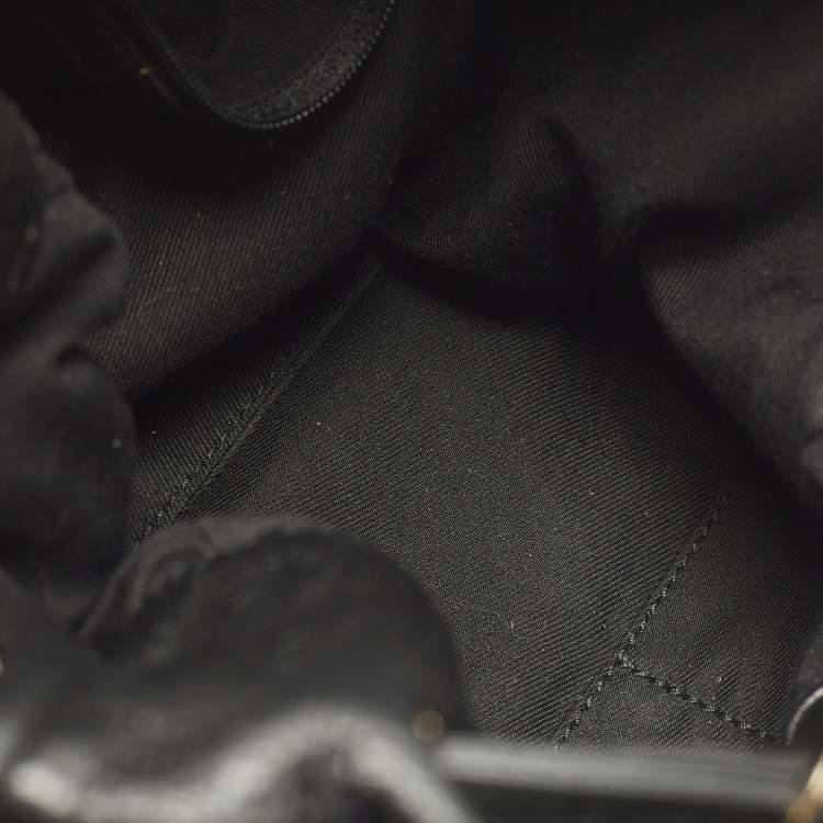 Pre Owned Bvlgari Monete Black Leather Drawstring Bucket Bag