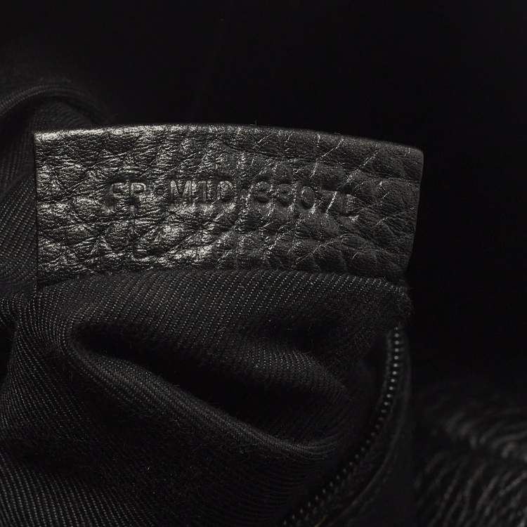 Pre Owned Bvlgari Monete Black Leather Drawstring Bucket Bag