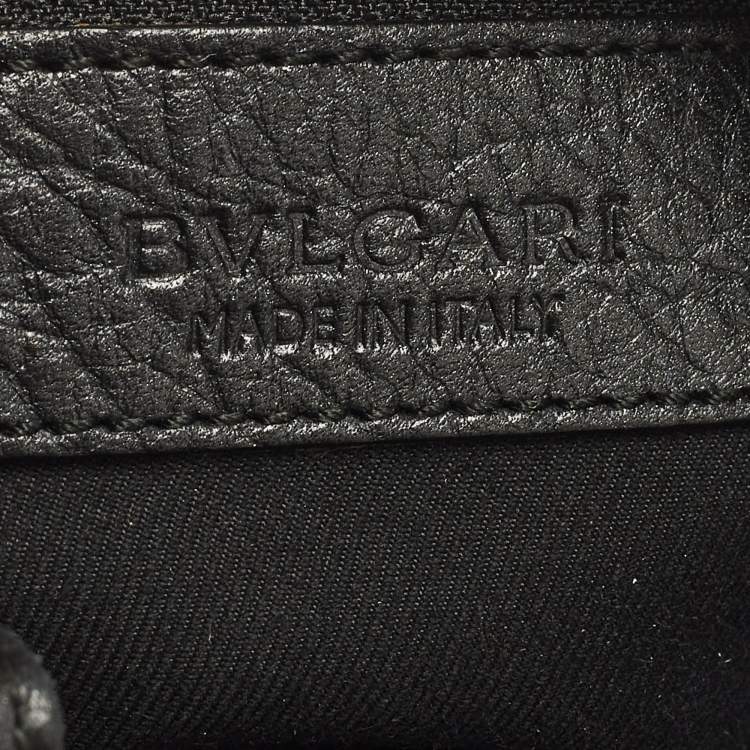 Pre Owned Bvlgari Monete Black Leather Drawstring Bucket Bag