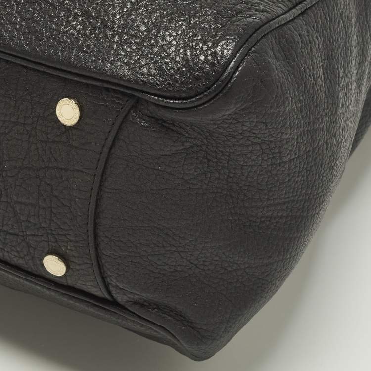 Pre Owned Bvlgari Monete Black Leather Drawstring Bucket Bag