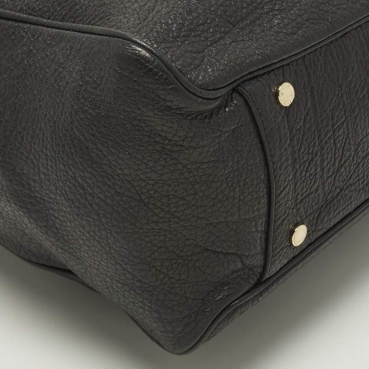 Pre Owned Bvlgari Monete Black Leather Drawstring Bucket Bag