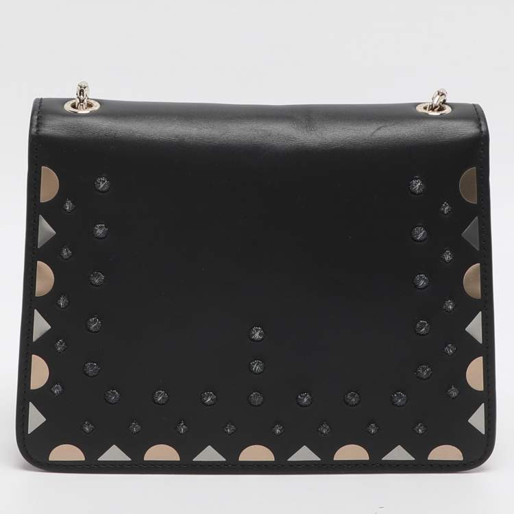 Pre Owned Bvlgari Serpenti Forever Black Embroidered Fabric and Leather Shoulder Bag