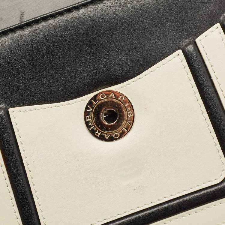 Pre Owned Bvlgari Serpenti Forever Small Off White/Black Leather Shoulder Bag