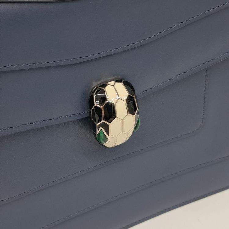 Pre Owned Bvlgari Navy Blue Leather Serpenti shoulder bag