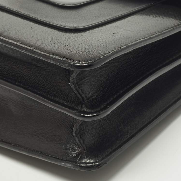 Pre Owned Bvlgari Serpenti Forever Medium Black Mixed Leather Shoulder Bag