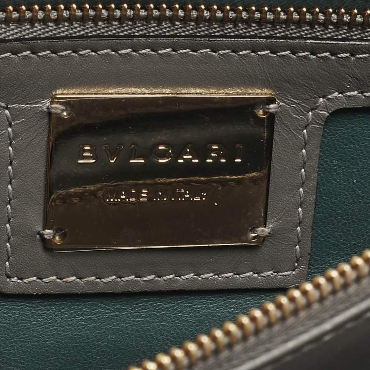 Pre Owned Bvlgari Serpenti Forever Medium Two Tone Grey Leather and Stingray Shoulder Bag