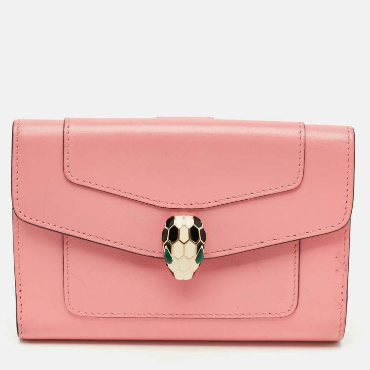 مملوكة مسبقًا Bvlgari Serpenti Forever Pink Leather French Wallet