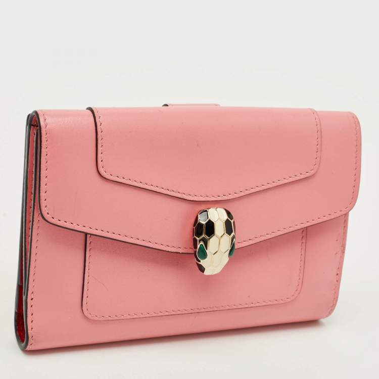 مملوكة مسبقًا Bvlgari Serpenti Forever Pink Leather French Wallet