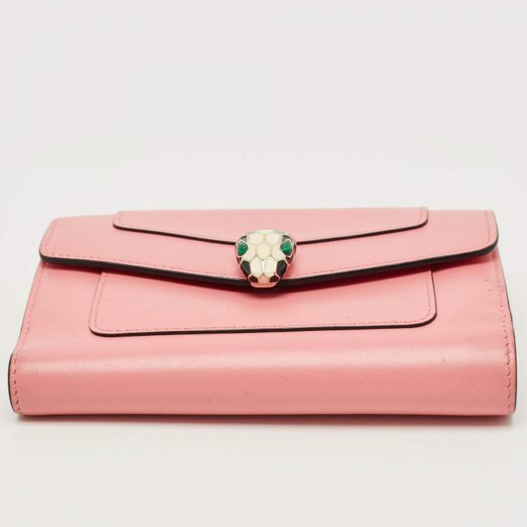 مملوكة مسبقًا Bvlgari Serpenti Forever Pink Leather French Wallet