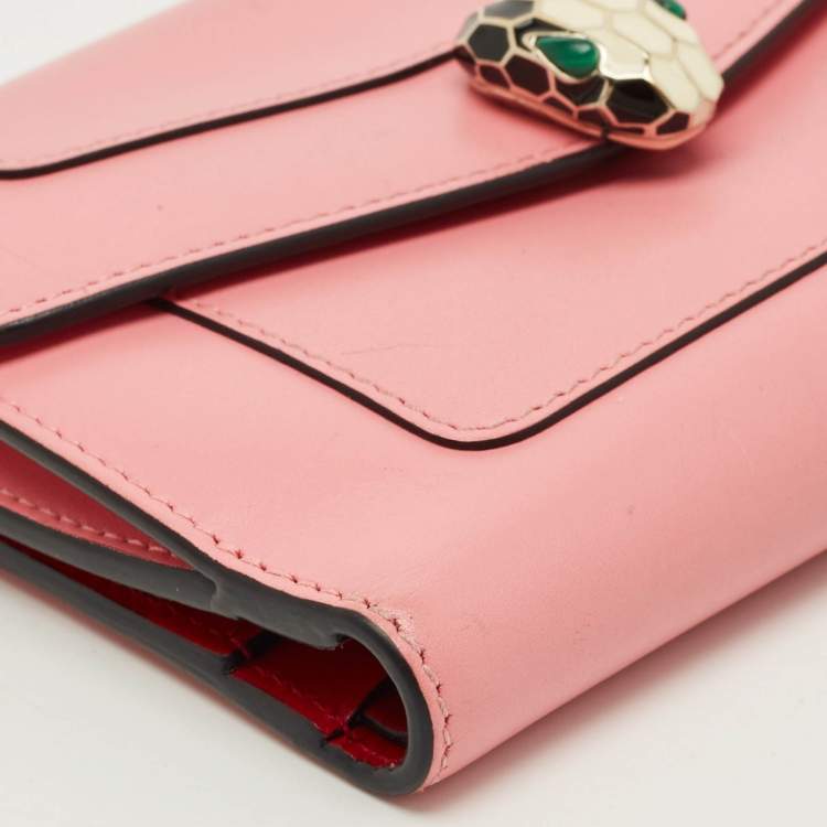 مملوكة مسبقًا Bvlgari Serpenti Forever Pink Leather French Wallet