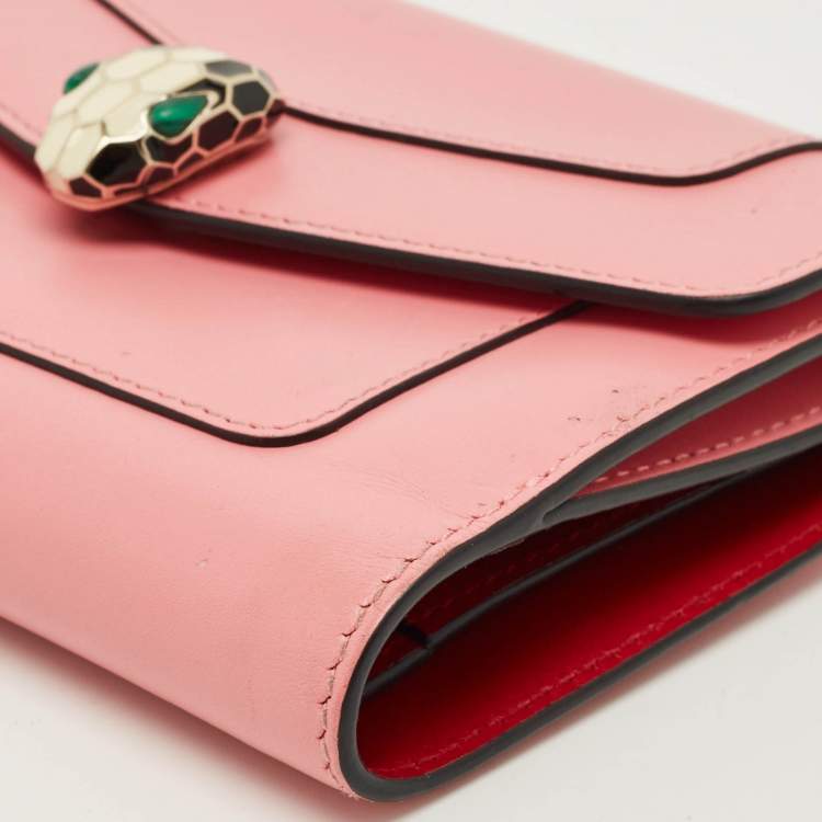 مملوكة مسبقًا Bvlgari Serpenti Forever Pink Leather French Wallet