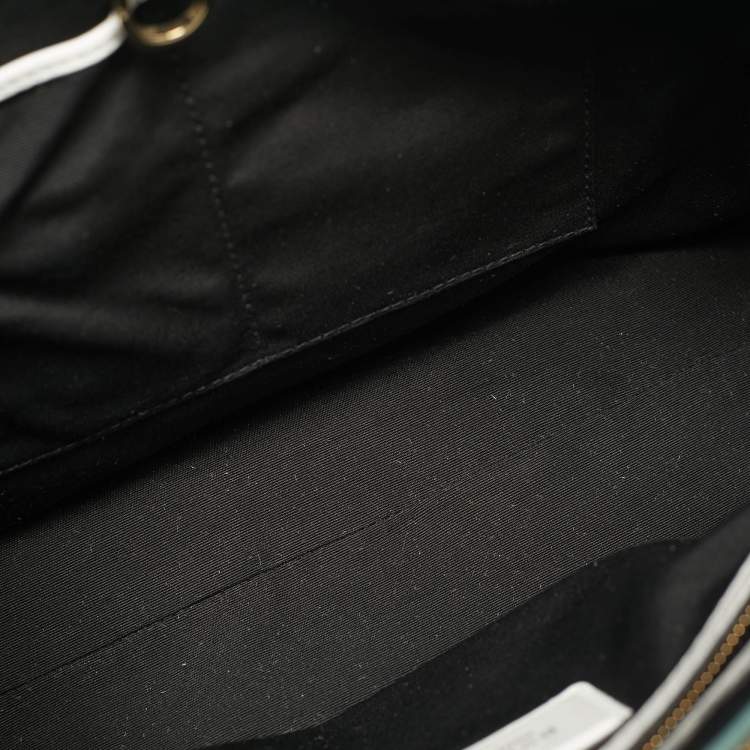 Pre Owned Bvlgari Scaglie Serpenti Light Green/White Karung and Leather Tote