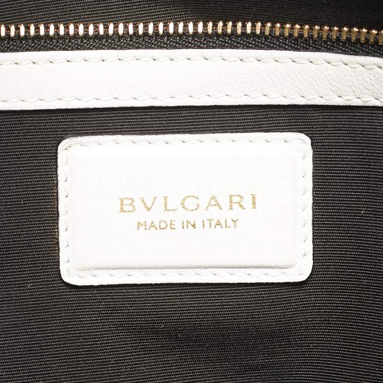 Pre Owned Bvlgari Scaglie Serpenti Light Green/White Karung and Leather Tote