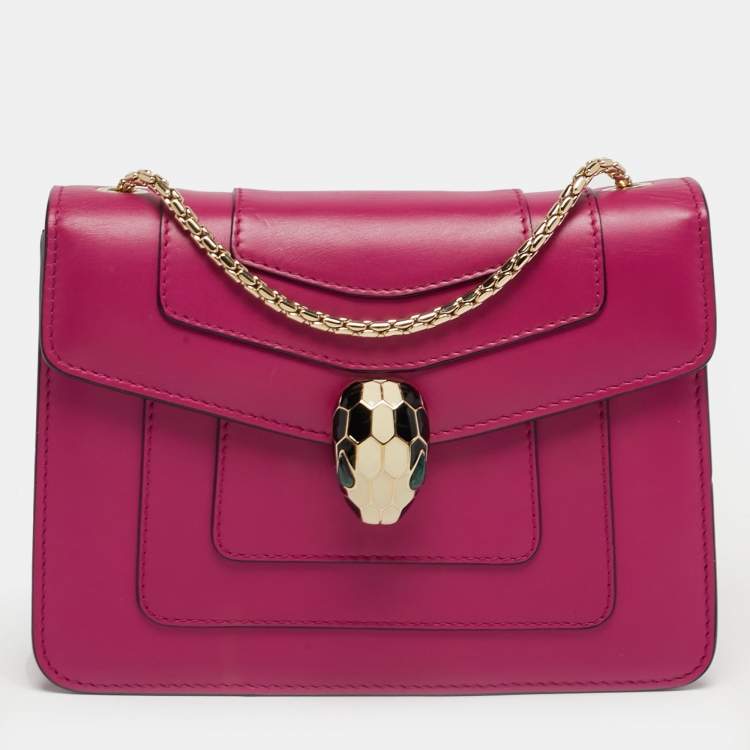 Pre Owned Bvlgari Serpenti Forever Small Pink Leather Shoulder Bag