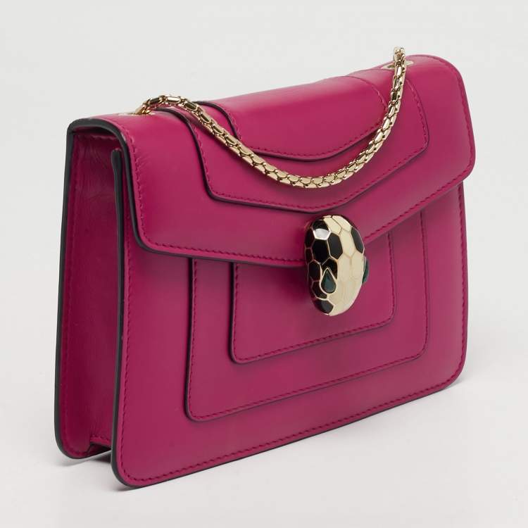 Pre Owned Bvlgari Serpenti Forever Small Pink Leather Shoulder Bag