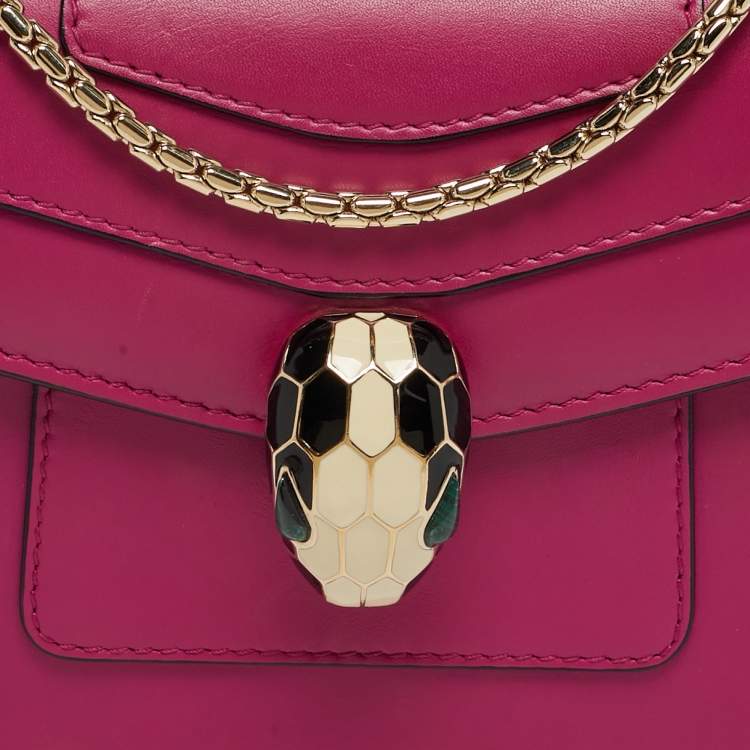 Pre Owned Bvlgari Serpenti Forever Small Pink Leather Shoulder Bag