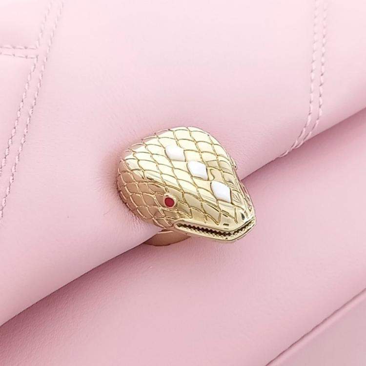 Pre Owned Bvlgari Pink Leather Cabochon Mini Crossbody Bag