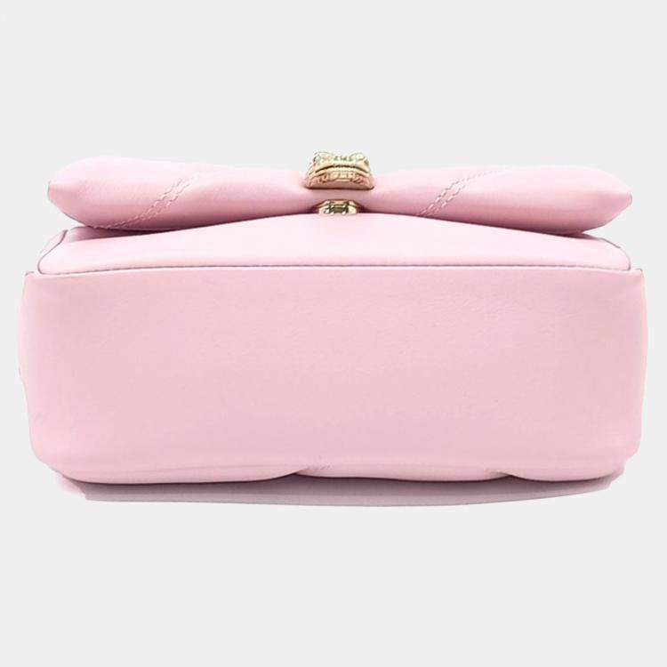 Pre Owned Bvlgari Pink Leather Cabochon Mini Crossbody Bag