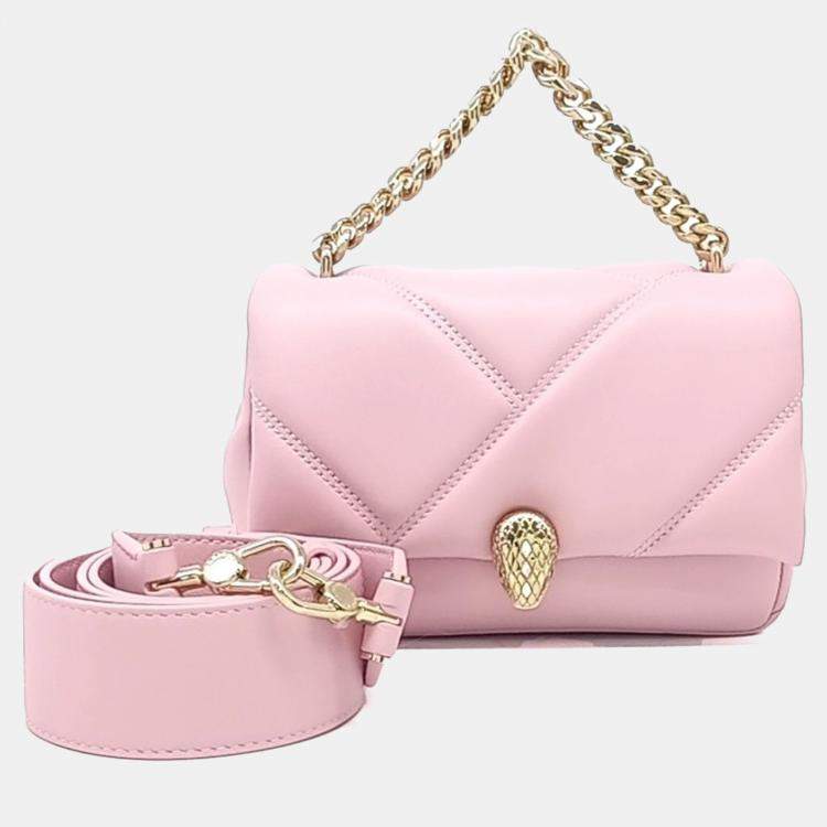 Pre Owned Bvlgari Pink Leather Cabochon Mini Crossbody Bag