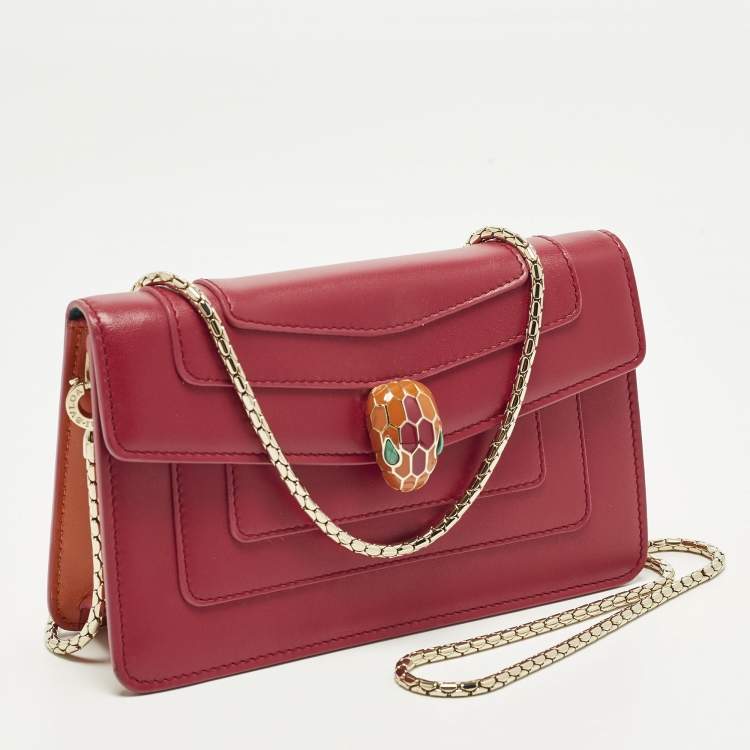 Pre Owned Bvlgari Serpenti Forever Mini Pink Leather Shoulder Bag