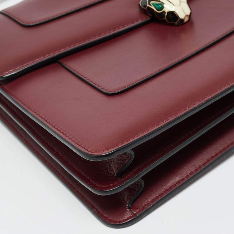 Pre Owned Bvlgari Serpenti Forever Large Burgundy Leather Top Handle Bag