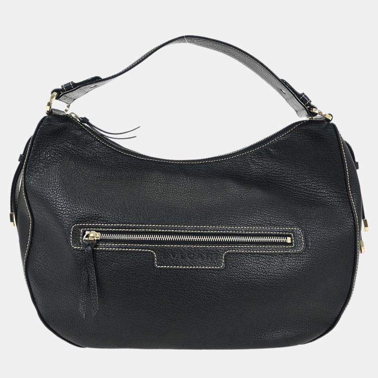 Pre Owned Bvlgari Malta Black Leather Top Handle Bag