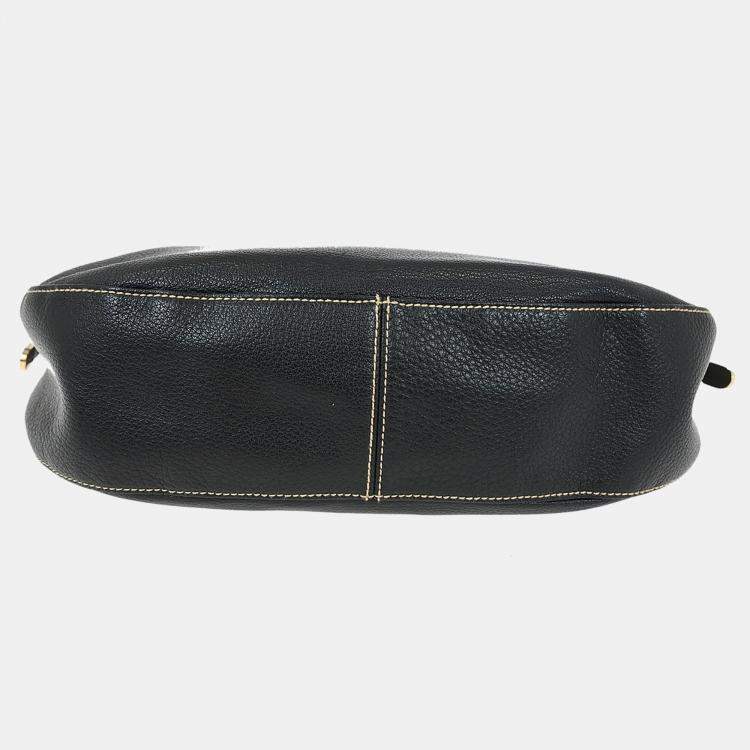 Pre Owned Bvlgari Malta Black Leather Top Handle Bag