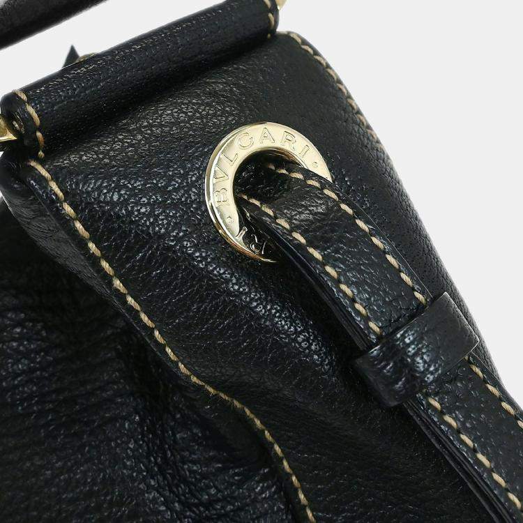 Pre Owned Bvlgari Malta Black Leather Top Handle Bag