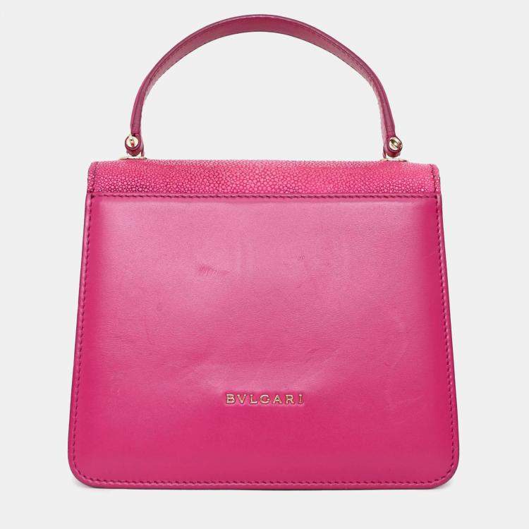 Pre Owned Bvlgari Pink Stingray/Leather Serpenti Forever Top Handle Bag with Strap