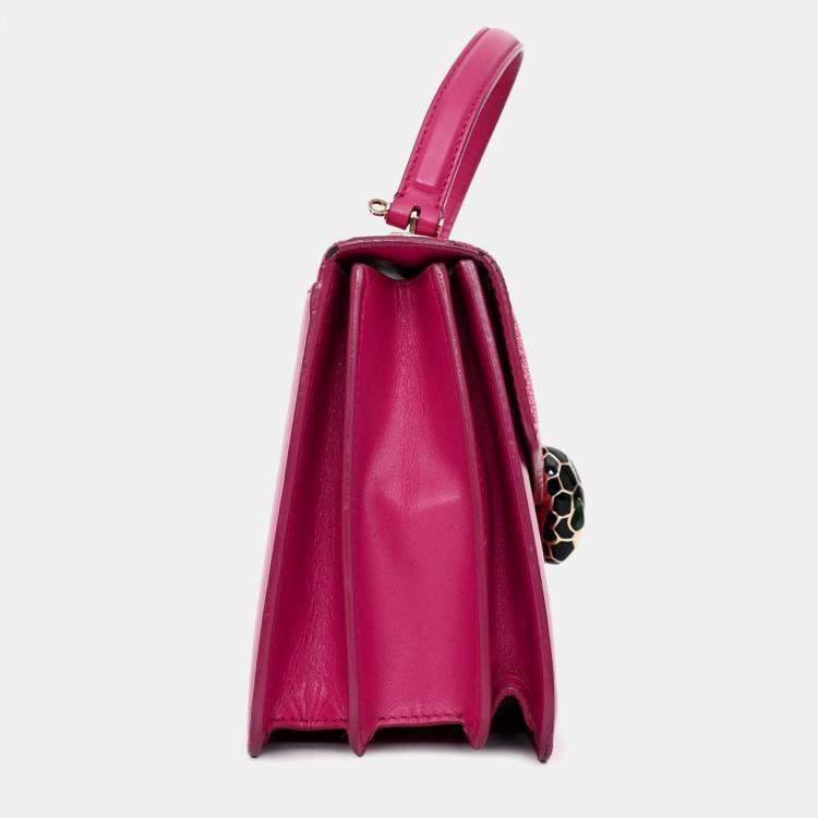 Pre Owned Bvlgari Pink Stingray/Leather Serpenti Forever Top Handle Bag with Strap