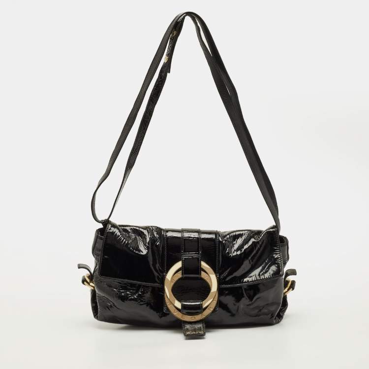 Pre Owned Bvlgari Chandra Black Patent Leather Shoulder Bag
