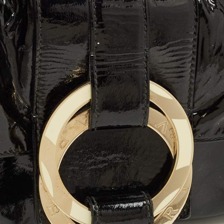Pre Owned Bvlgari Chandra Black Patent Leather Shoulder Bag